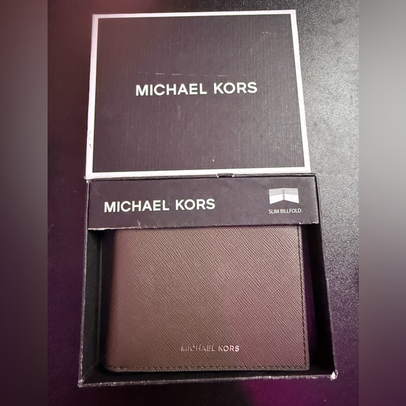 Michael Kors MK Brown Slim Fold Mens Wallet Andy NWT! New $98 - Picture 1 of 8